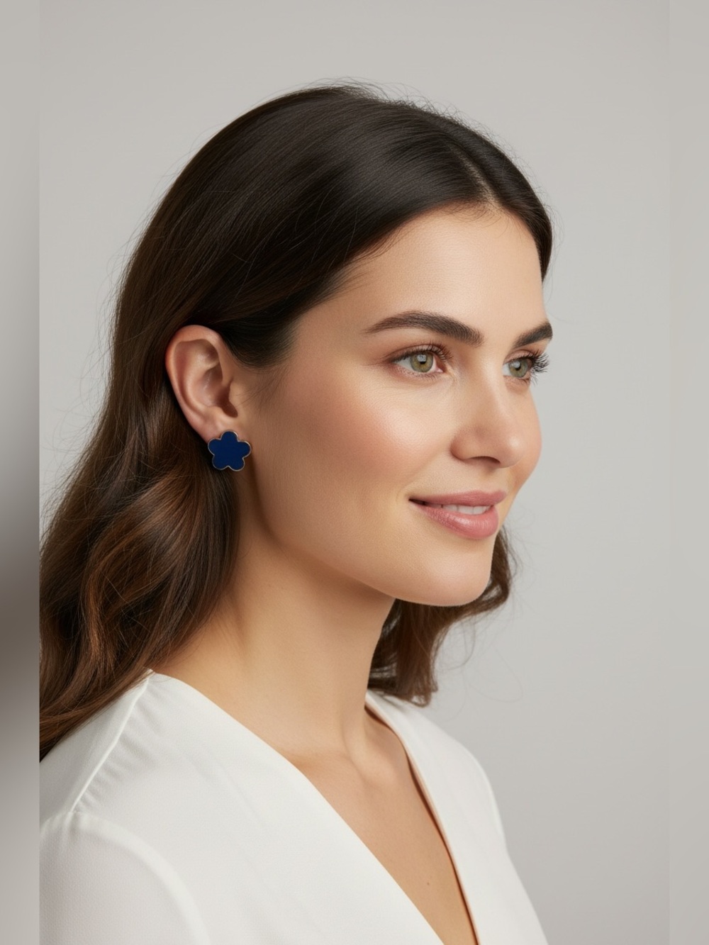 $5 for $25 Fashion Jewelry Navy Blue Clover Stud Earrings